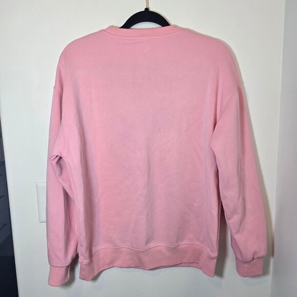 Cat Embroidered Crewneck Sweatshirt Size M Pink Hearts Black Kitten Valentines - Picture 5 of 8